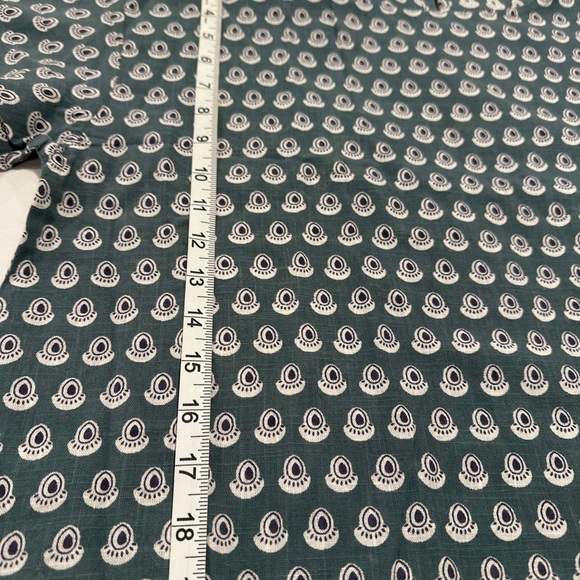 Women’s L/XL Cotton Boxy Lightweight Teal Repeat Oval Abstract Pattern Blouse. - Picture 4 of 16